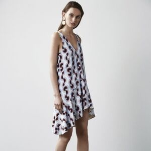 C/MEO Collective Ruffle Asymmetric Dress S Retro Mod Print